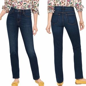 Talbots Women’s Dark Wash Mid Rise Cotton Blue Denim Casual Straight Leg Jeans